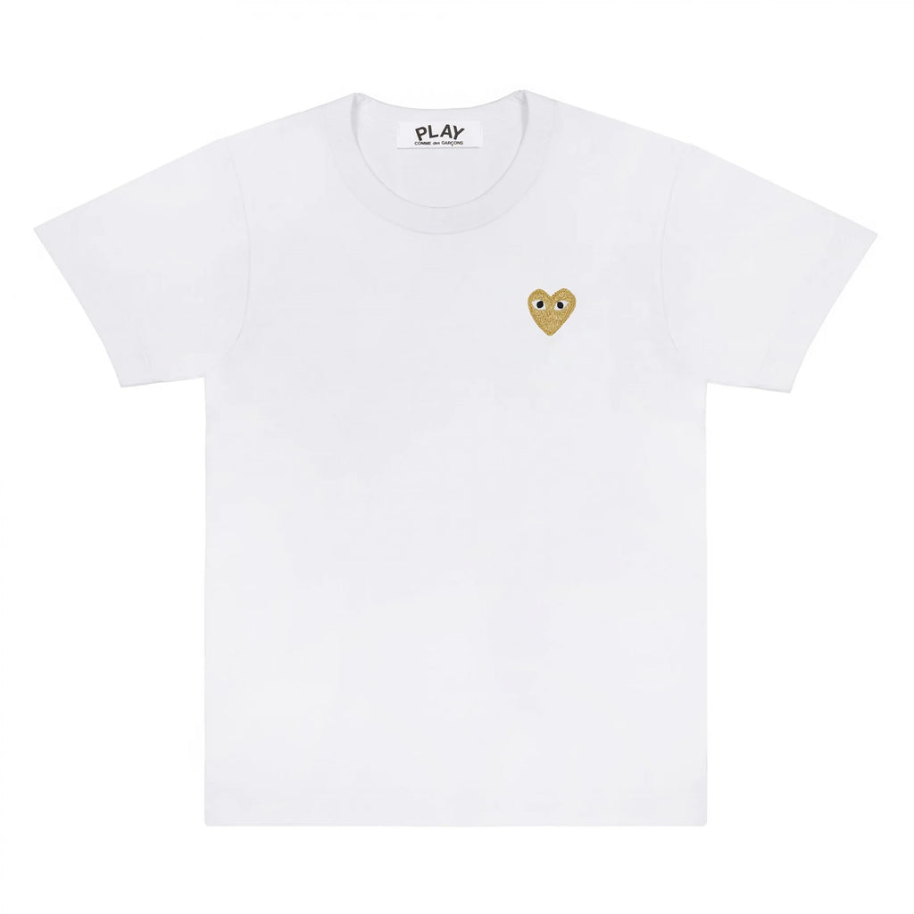 Comme des Garcons PLAY Basic T-Shirt Gold Emblem White