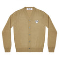 PLAY V-NECK CARDIGAN WHITE HEART NATURAL SERIES CAMEL