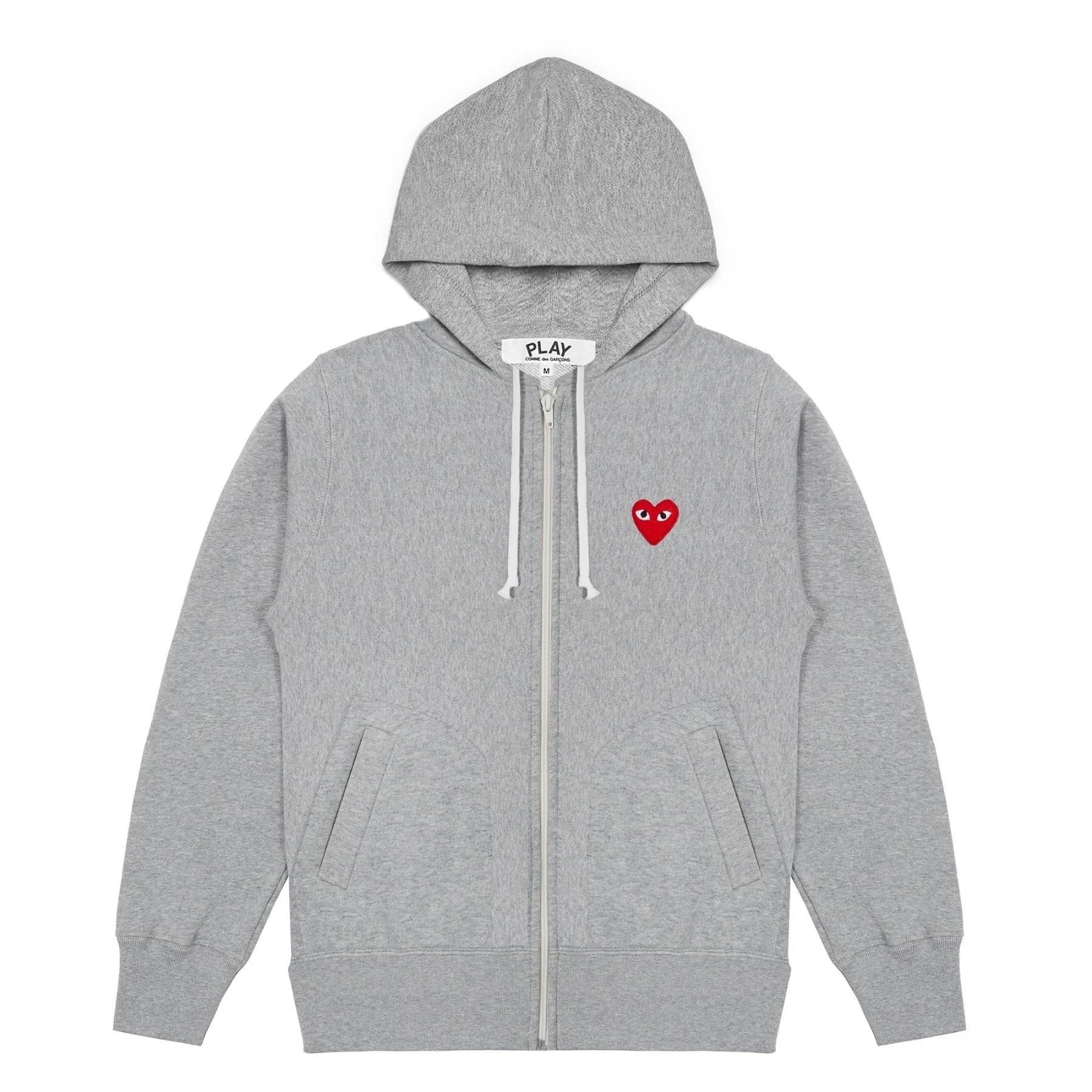 PLAY GREY MULTI LOGO ZIP HOODED SWEATSHIRT