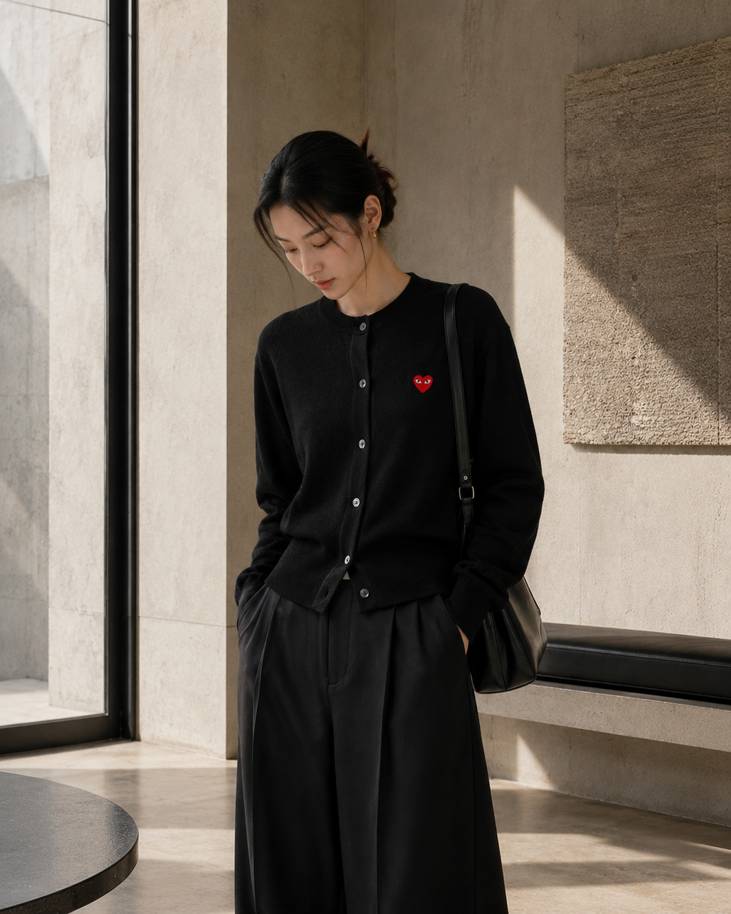 Comme des Garcons PLAY Cardigan Red Heart Black