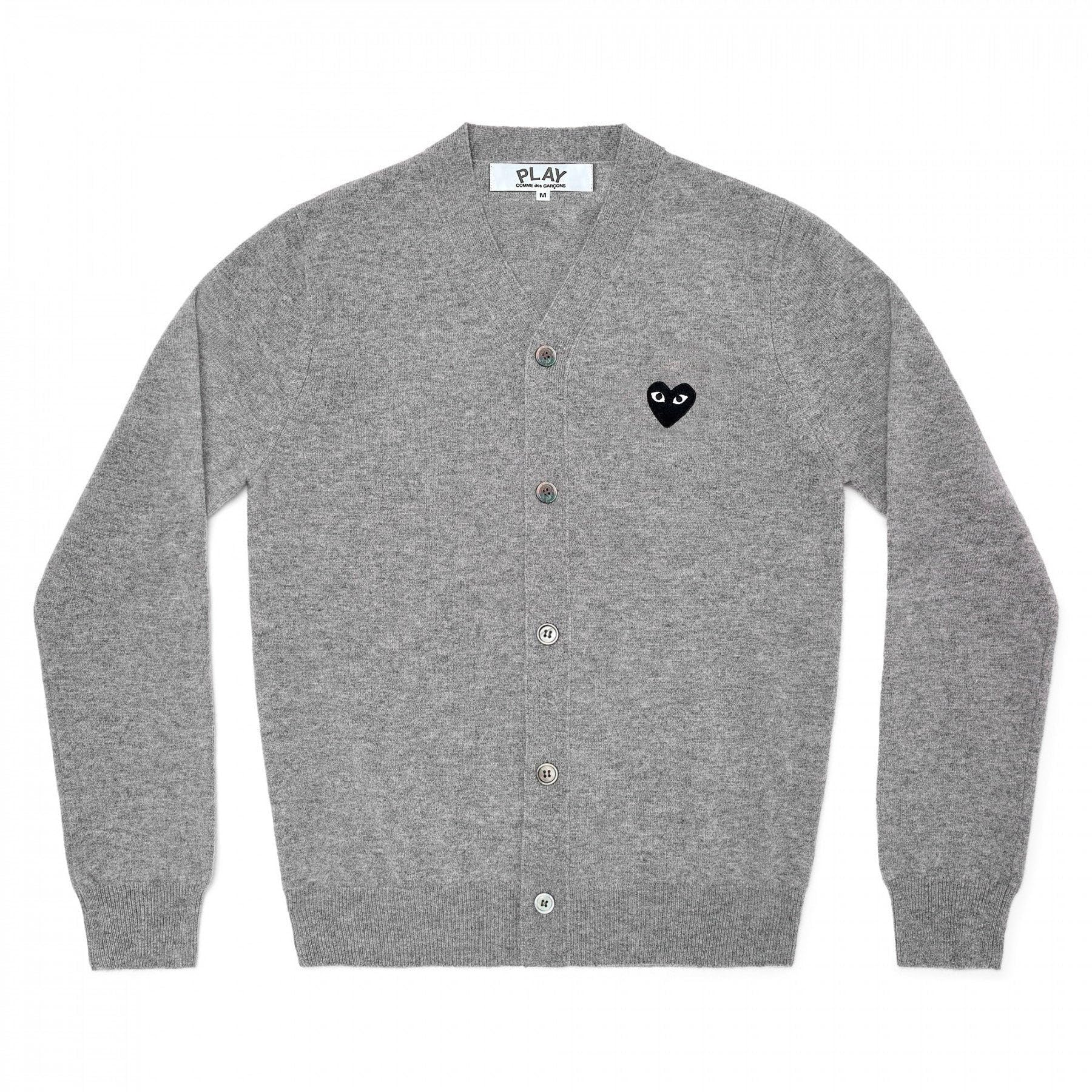 PLAY V-NECK CARDIGAN BLACK EMBLEM (LIGHT GREY)