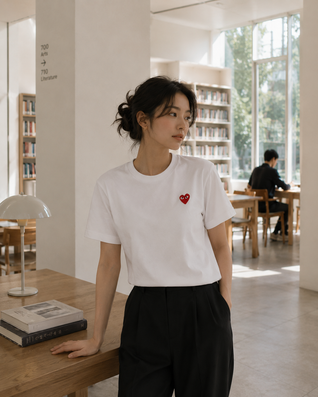 Comme des Garcons PLAY Basic T-Shirt Red Emblem White